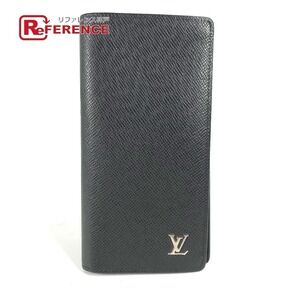 Louis Vuitton Taiga Portefeuille Wallet Brazza Long Leather Ardoise Black